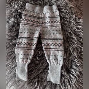 Joe Fresh Gray and Pink Fair Isle Knit Leggings
